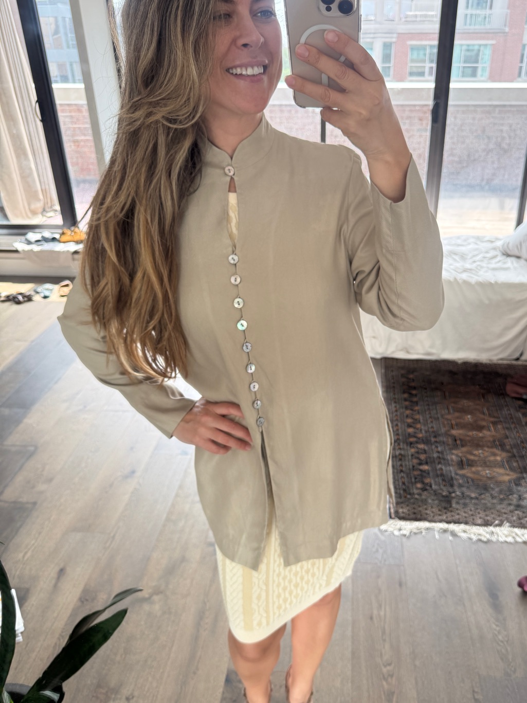 Holt Renfrew Collection Vintage 100% Silk Mandarin Collar Blouse